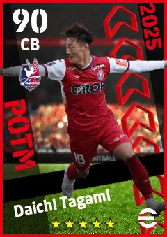 Daichi Tagami eFootball 2026 player card — 90 OVR CB