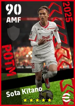 Sota Kitano eFootball 2026 player card — 90 OVR AMF