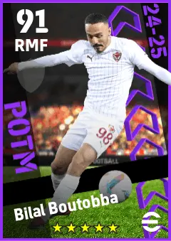 Bilal Boutobba eFootball 2026 player card — 91 OVR RMF