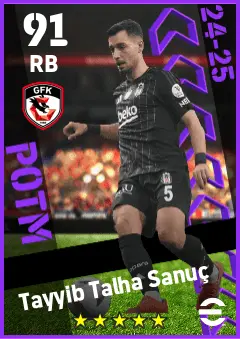 Tayyip Talha Sanuc eFootball 2026 player card — 91 OVR RB