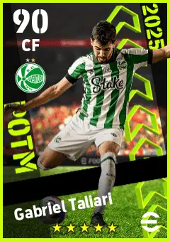 Gabriel Taliari eFootball 2026 player card — 90 OVR CF