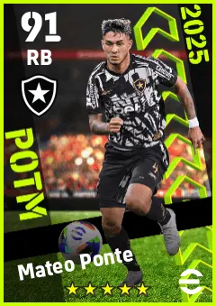 Mateo Ponte eFootball 2026 player card — 91 OVR RB
