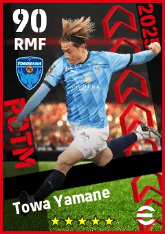 Towa Yamane eFootball 2026 player card — 90 OVR RMF