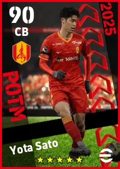 Yota Sato eFootball 2026 player card — 90 OVR CB