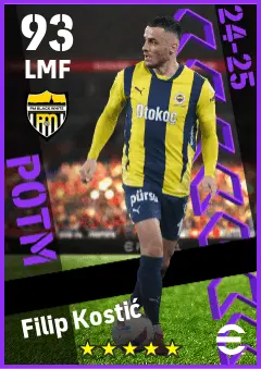 Filip Kostic eFootball 2026 player card — 93 OVR LMF