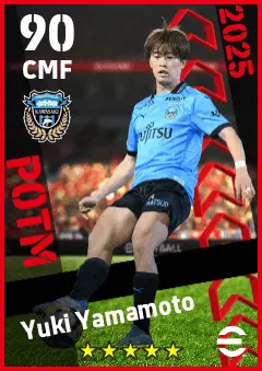 Yuki Yamamoto eFootball 2026 player card — 90 OVR CMF