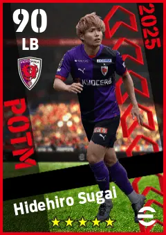Hidehiro Sugai eFootball 2026 player card — 90 OVR LB