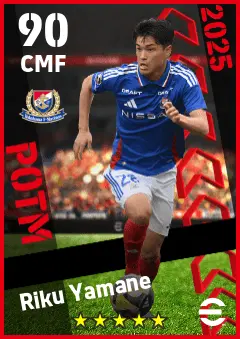 Riku Yamane eFootball 2026 player card — 90 OVR CMF