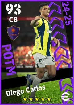 Diego Carlos eFootball 2026 player card — 93 OVR CB