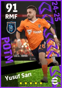 Yusuf Sari eFootball 2026 player card — 91 OVR RMF