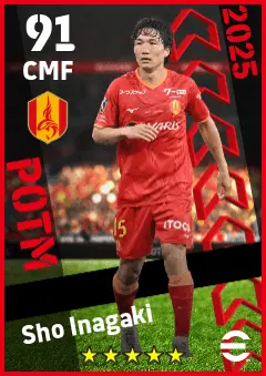 Sho Inagaki eFootball 2026 player card — 91 OVR CMF