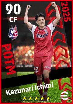 Kazunari Ichimi eFootball 2026 player card — 90 OVR CF