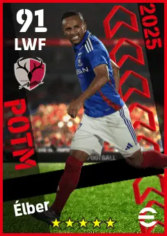 Elber eFootball 2026 player card — 91 OVR LWF