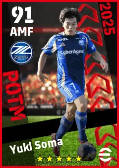 Yuki Soma eFootball 2026 player card — 91 OVR AMF