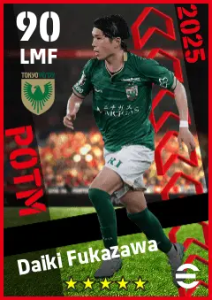 Daiki Fukazawa eFootball 2026 player card — 90 OVR LMF