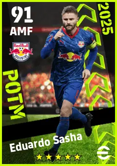 Eduardo Sasha eFootball 2026 player card — 91 OVR AMF