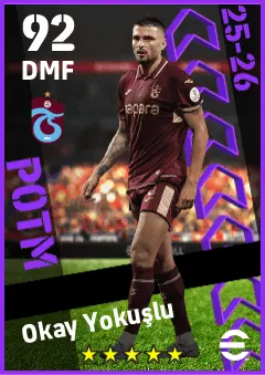Okay Yokuslu eFootball 2026 player card — 92 OVR DMF