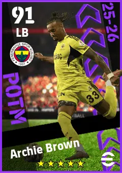 Archie Brown eFootball 2026 player card — 91 OVR LB