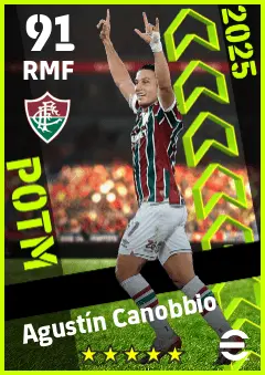 Agustin Canobbio eFootball 2026 player card — 91 OVR RMF