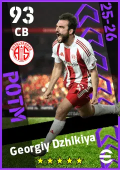 Georgiy Dzhikiya eFootball 2026 player card — 93 OVR CB