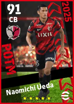 Naomichi Ueda eFootball 2026 player card — 91 OVR CB