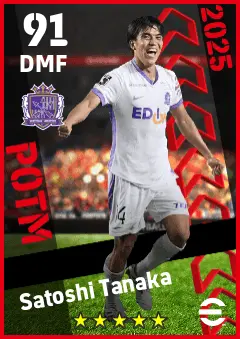 Satoshi Tanaka eFootball 2026 player card — 91 OVR DMF