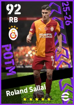 Roland Sallai eFootball 2026 player card — 92 OVR RB