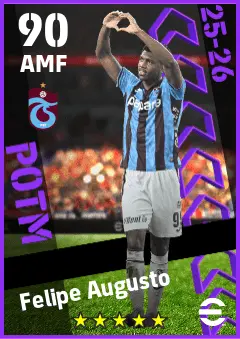 Felipe Augusto eFootball 2026 player card — 90 OVR AMF