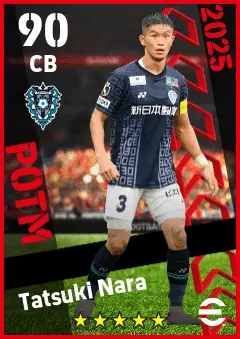 Tatsuki Nara eFootball 2026 player card — 90 OVR CB