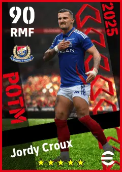 Jordy Croux eFootball 2026 player card — 90 OVR RMF