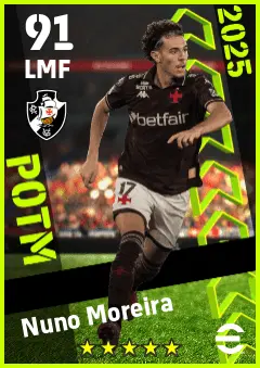 Nuno Moreira eFootball 2026 player card — 91 OVR LMF