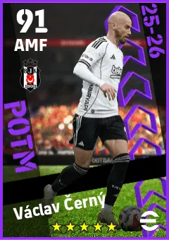 Vaclav Cerny eFootball 2026 player card — 91 OVR AMF