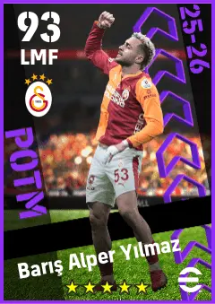 Baris Alper Yilmaz eFootball 2026 player card — 93 OVR LMF