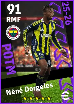 Nene Dorgeles eFootball 2026 player card — 91 OVR RMF