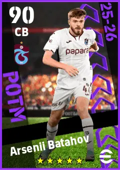 Arsenii Batahov eFootball 2026 player card — 90 OVR CB