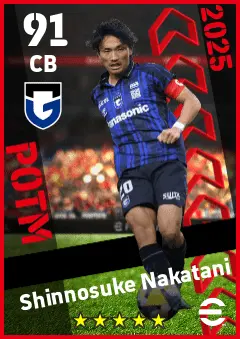 Shinnosuke Nakatani eFootball 2026 player card — 91 OVR CB