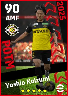 Yoshio Koizumi eFootball 2026 player card — 90 OVR AMF
