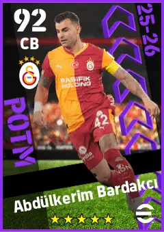 Abdulkerim Bardakci eFootball 2026 player card — 92 OVR CB