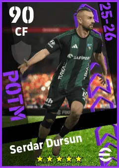 Serdar Dursun eFootball 2026 player card — 90 OVR CF
