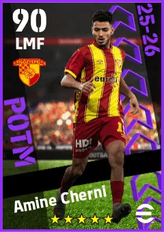 Amine Cherni eFootball 2026 player card — 90 OVR LMF