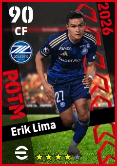 Erik Lima eFootball 2026 player card — 90 OVR CF