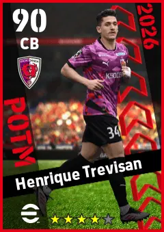 Henrique Trevisan eFootball 2026 player card — 90 OVR CB