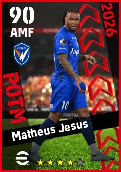 Matheus Jesus eFootball 2026 player card — 90 OVR AMF