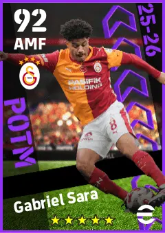 Gabriel Sara eFootball 2026 player card — 92 OVR AMF