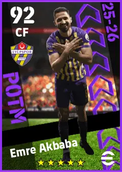 Emre Akbaba eFootball 2026 player card — 92 OVR CF