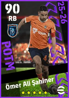 Omer Ali Sahiner eFootball 2026 player card — 90 OVR RB