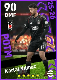 Kartal Yilmaz eFootball 2026 player card — 90 OVR DMF
