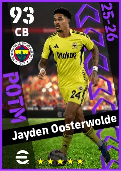Jayden Oosterwolde eFootball 2026 player card — 93 OVR CB