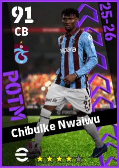 Chibuike Nwaiwu eFootball 2026 player card — 91 OVR CB