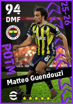 Matteo Guendouzi eFootball 2026 player card — 94 OVR DMF